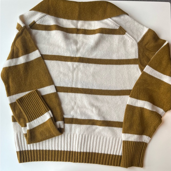 Everlane ReCashmere Collared Sweater | Cream and Brown Stripes | Women’s Small - Picture 7 of 13